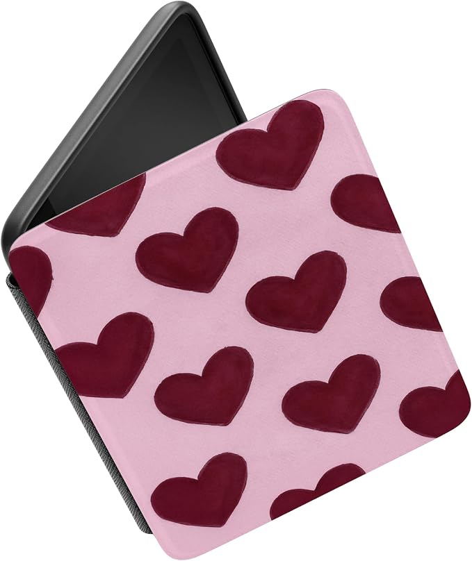 Casely Kindle Case | Whole Lotta Love | Plum Hearts | Compatible with 7” Kindle Colorsoft and 7” Kindle Paperwhite (12th Gen)