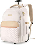 Arcoyard Rolling Backpack For Adults With Wheels, 40L Wheeled Backpack For Women, Travel Roller Backpacks, Carry On Luggage, Rolling Bag, Beige