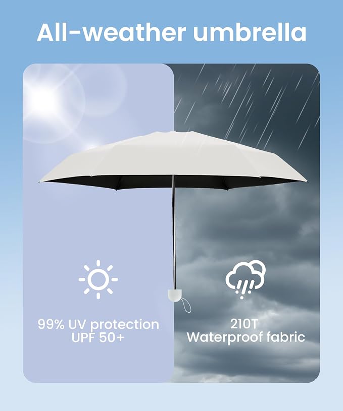 LMUGOOS 3 Pack Travel Mini Umbrella Small Compact, Portable Umbrella with UV Protection UPF 50+, Rainproof & Sunproof Folding Umbrella, Backpack & Pocket-Friendly