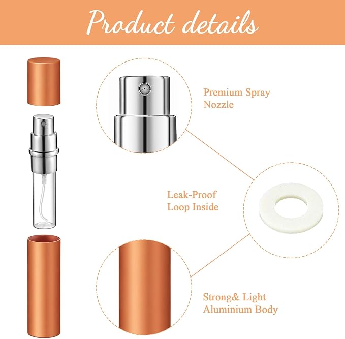 Motiskyy 105 Pcs 5 ml Perfume Travel Refillable Atomizers Bulk Mini Cologne Atomizer Sprayer with Perfume Refill Pump Dispenser Pump Transfer Tool(Rainbow Color)