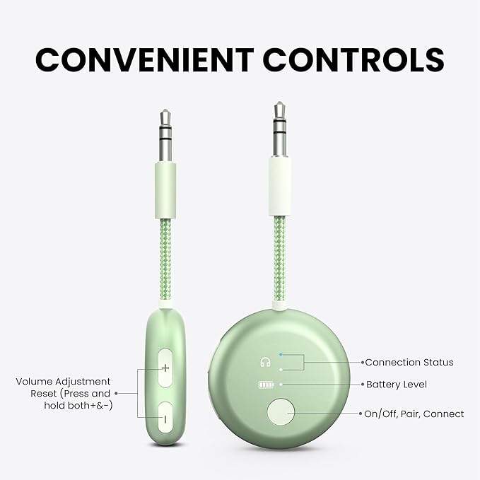 Avantree SoundJet R1 – 25Hr Airplane Bluetooth Adapter for All AirPods | Qualcomm Chipset & aptX Adaptive, Wireless Audio Transmitter for Flight Travel, Works with Bose & Other Headphones
