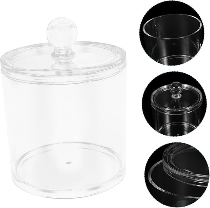 Unomor Acrylic Cotton Swab Holder and Cotton Pad Container with Lid Large Round Bathroom Storage Jar for Countertop Organization and Multifunctional Small Item Storage