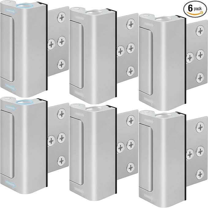 6 Pieces Home Security Door Reinforcement Lock, Door Locks for Kids Safety Front Door, Child Proof Door Lock Latch from Inside, Withstand 800lbs of Force Prevent Unauthorized Entry, Silver