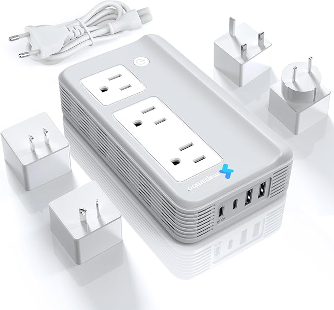 Mapambo Voltage Converter US to Europe for Hair Straightener and Curling Iron, 220V to 110V Converter for European Travel, European Travel Plug Power Adapter C A G I with 35W Fast Charging