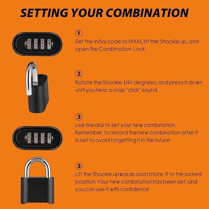 WULALACK Combination Lock - 12 Pack Long Shackle Combo for Gates, Sheds, and Storage