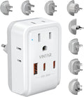 Universal Travel Adapter Kit, VINTAR PD 35W International Power Adapter with 4 AC 3 USB Ports(2 USB C), Type A,B,C,D,E/F,G,I,M Swap Adapt Attachments, Travel Adapter Worldwide for Europe/Africa/AUS