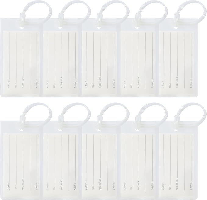 10 Pack Luggage Tags for Suitcases, Airplane Travel Essentials for Flying, International Travel Must Haves, and Luggage Accessories by Sodsay