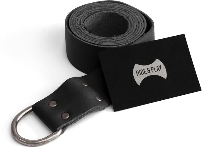 Hide & Play, Leather Medieval Belt with Half Ring Closure, Renaissance Style, Adjustable Strap for Viking Cosplay, Handmade