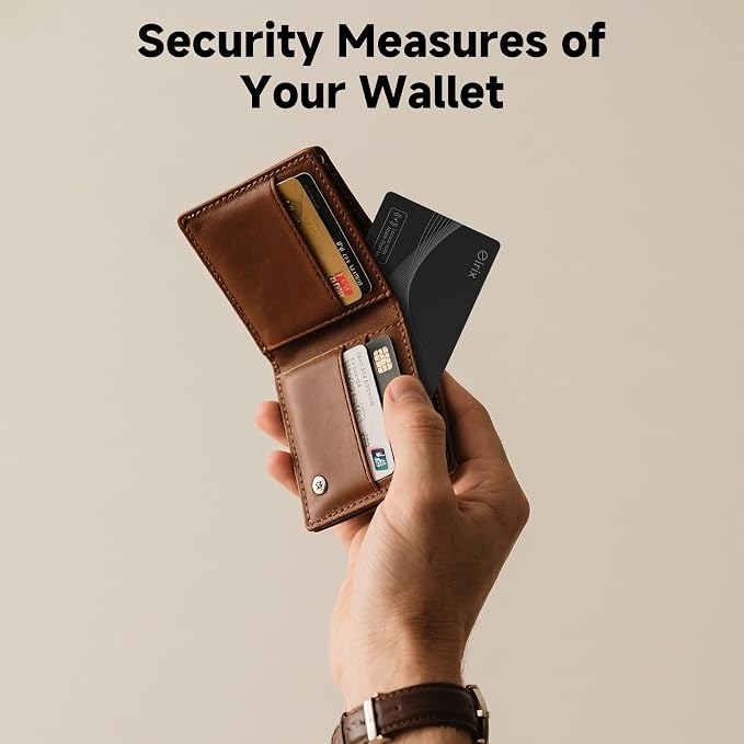 2026 [Apple MFi Certified] Ultra Thin Wallet Tracker Card-(1.6mm), Rechargeable Card Finder, Works with Apple Find My (iOS Only), Item Locator for Luggage Tags, Passports, Phone (Black, 1 Pack)