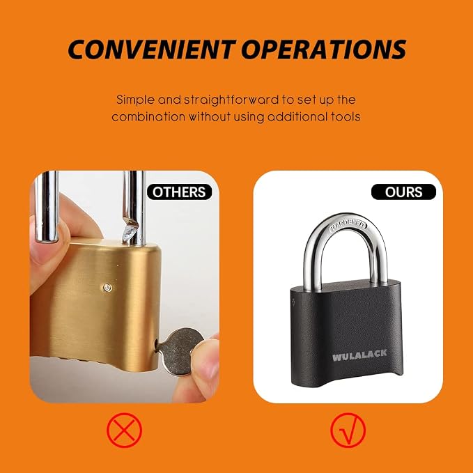 WULALACK Combination Lock - 12 Pack Long Shackle Combo for Gates, Sheds, and Storage