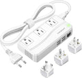 220V to 110V Travel Converter, Voltage Converter US to Europe, Power Converter with 3 AC Sockets and 4 USB-A Ports, Universal Plug Adapter for EU Italy Spain Germany UK France Australia Japan