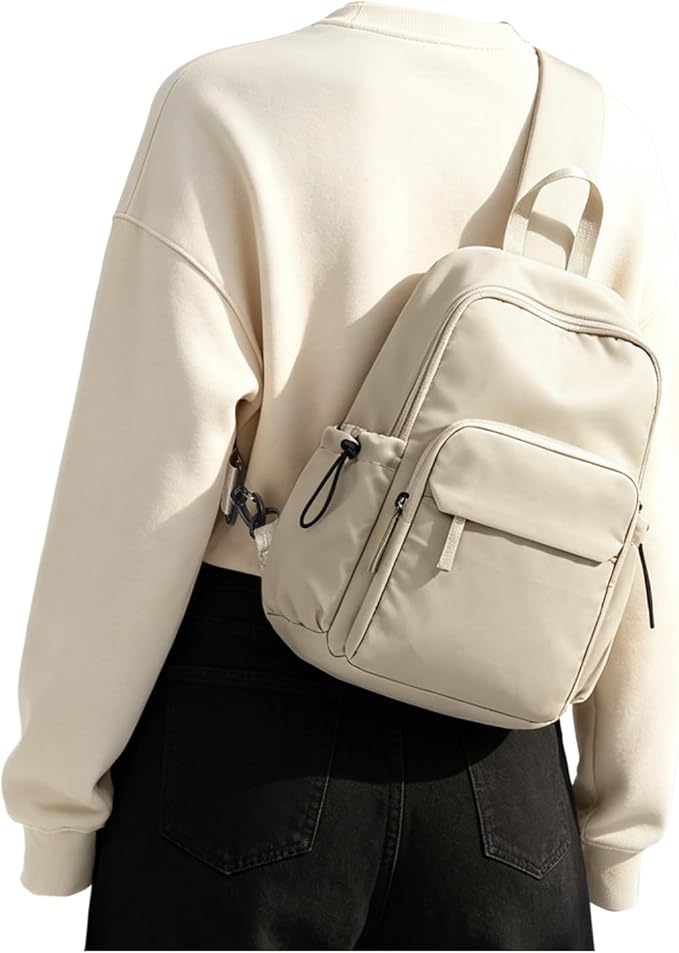 SEAFEW Khaki Small Sling Bag for Men Women, Mini Anti Theft One Strap Motorcycle Backpack, Sling Chest Bag Fanny Back Pack for Casual Travel Hiking Sport Gym