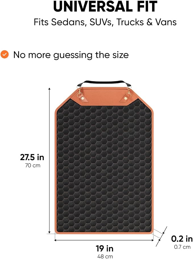 Owleys Kick Mat Back Seat Protector - Car Back Seat Cover for Kids Feet - Waterproof & Sturdy Protector for Upholstery from Dirt, Mud, Scratches and Stain (Hexy 2 pcs)