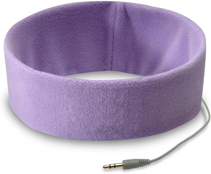 AcousticSheep SleepPhones Classic | Corded Headphones for Sleep, Travel, and More | The Original and Most Comfortable Headphones for Sleeping | Quiet Lavender - Fleece Fabric (Size S)