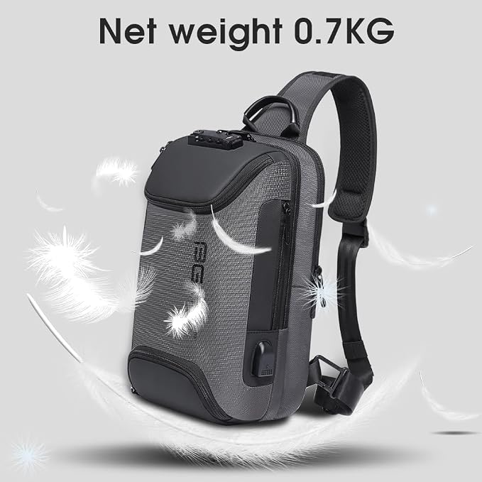 BANGE Anti Theft Sling Bag with USB Charging Port, Waterproof Crossbody Chest Pack, Lightweight Travel Daypack Shoulder Bag for Men Women