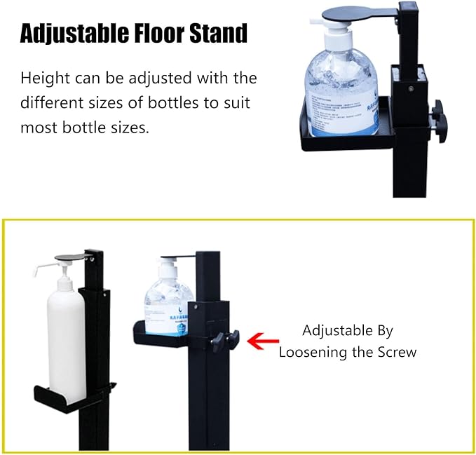 Hand Sanitizer Dispenser Stand, Black Freestanding Touchless Foot Pedal Activated Stand, Sanitizer Station for Home, Hotels, Commercial