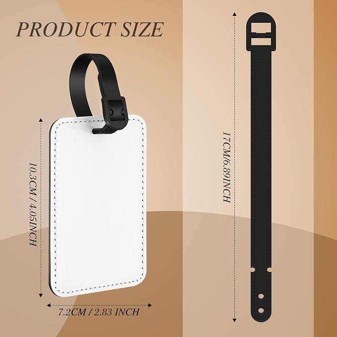 Frienda 72 Pieces Sublimation Luggage Tags Bulk PU Leather Name Label Blank Suitcase Heat Transfer Bag Card Business ID Card Holder Travel ID Tags for DIY Travel Suitcase Sports Bags Holder