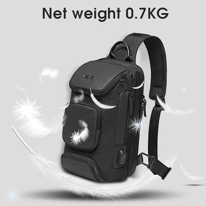 BANGE Sling Bag with USB Charging Port, Waterproof Crossbody Backpack, Lightweight Shoulder Bag Daypack for Travel Work Hiking