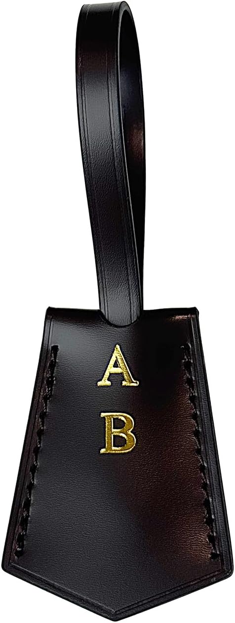 Vachetta Leather Personalized Luggage Tags Customized Charms for suitcases Monogram Tags Initials on Tags Premium Leather Unique Travel Gifts for Speedy Neverfull Handbags(Model B)
