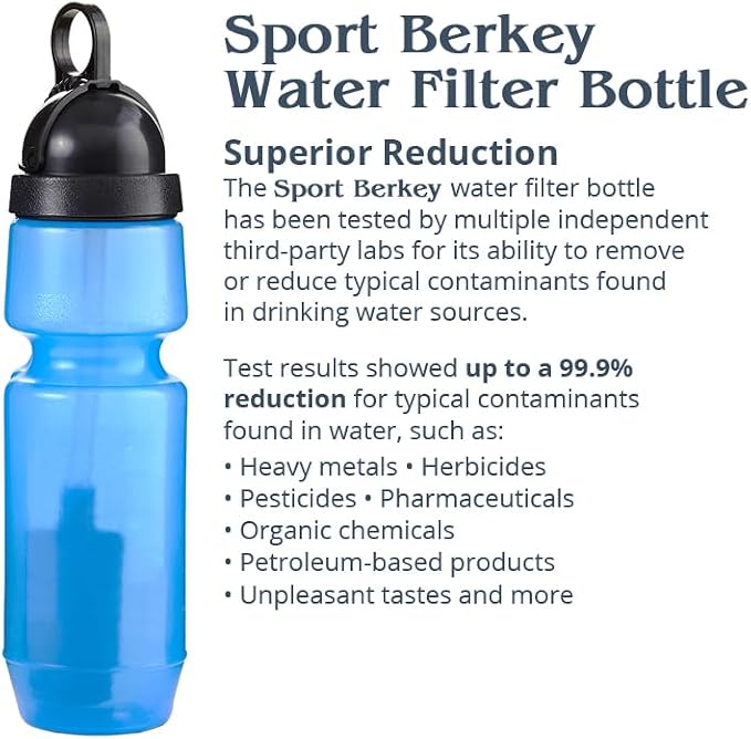 Berkey 2-Pack of Sport Water Filter Bottles Ideal for Everyday Use on the Go—Driving, Sports, Exercise, Travel, Home, Work, School and Play
