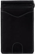 ROGUE WALLET Genuine Leather Minimalist Wallets - RFID Blocking with Money Clip - Interior & Exterior Card Pockets & More - Gift for Men (Black)