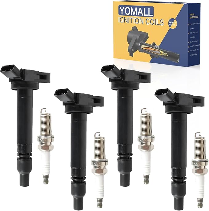 4PCS UF507 Ignition Coils + 4PCS 5018 Iridium Spark Plugs Ignition Coils Pack Fits for 2010-2017 Camry, 2011-2013 Sienna, 2009-2015 Venza 2.5L 2.7L 4.6L 5.7L, Coil Pack Set Aftermarket Parts