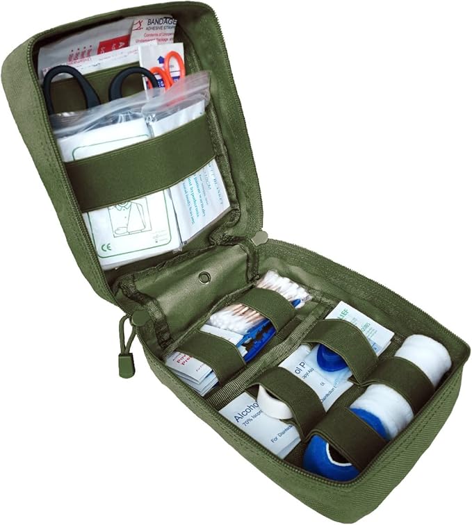 First Aid Kit EMT Medical IFAK Pouch, Molle Tactical Med Emergency Trauma Bag for Camping Home Car Hiking Hunting (Olive Drab)