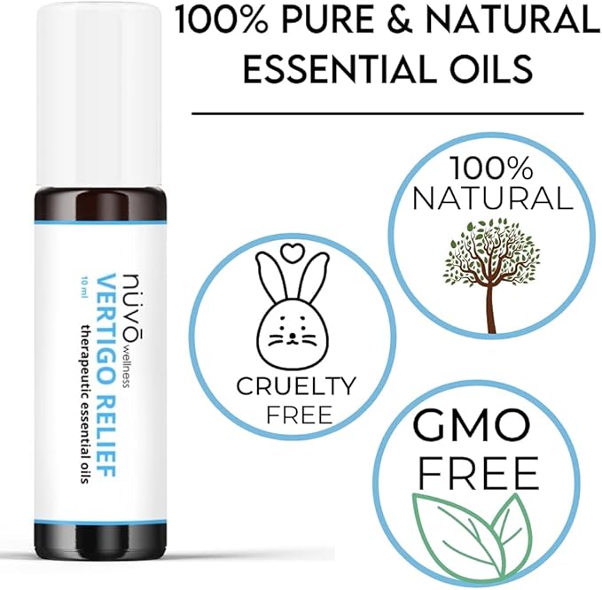 Vertigo Relief Organic Essential Oil - Combat Motion Sickness Naturally - Travel with Our Easy to Use Roll On - Soothing Scent of Mandarin and Ginger for Dizziness Support -10ml - Product of Canada