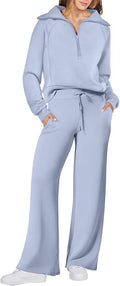 ANRABESS Women’s 2 Piece Outfits Half Zip Sweatshirt & Wide Leg Pants Airport Travel Lounge Matching Sets Sweatsuits Clothing