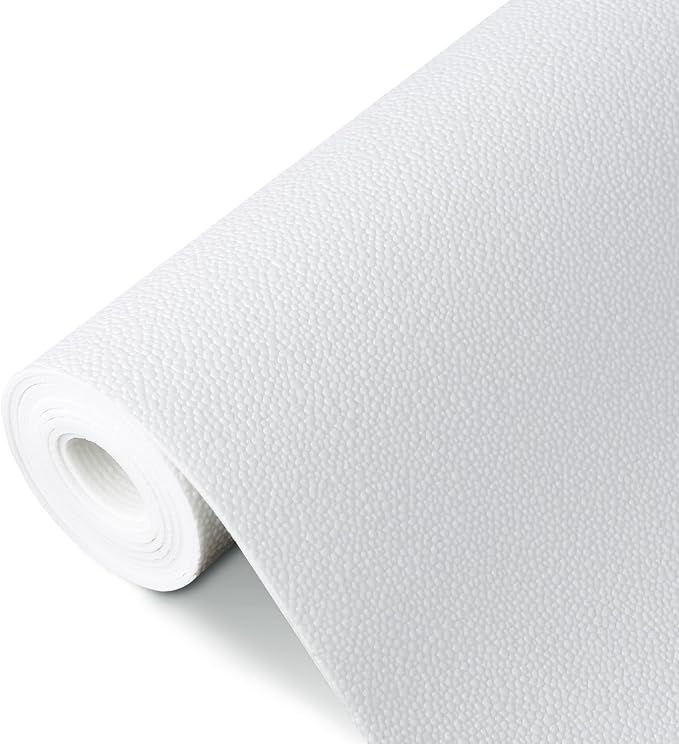 WochiTV Shelf Liner for Cabinets, Drawer Non Adhesive Non Slip Foam Mat for Kitchen, Pantry, Bathroom, Cupboard, Garage, Closet, Shelves, Drawer, Tool Box, White 23.6 x 118 inches