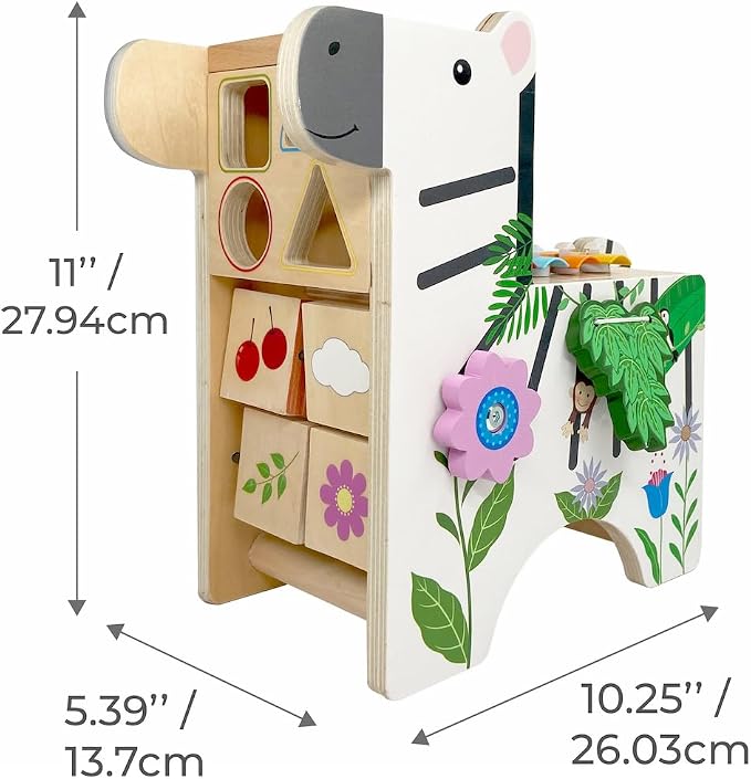 Teamson Kids - Preschool Zebra Wooden Activity Play Center with Xylophone | with Xylophone