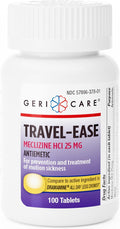 GeriCare Meclizine HCI 25mg Antiemetic Travel-Ease Tablets, Prevents and Treats Motion Sickness, Nausea Relief, 100 Count (Pack of 1)