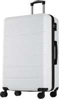NEWBULIG 24 Inch Checked Luggage, ABS Hard Shell Lightweight Rolling Expandable Suitcase with Smooth Spinner Wheels and TSA Lock for Business Trips and Daily Vacations, White