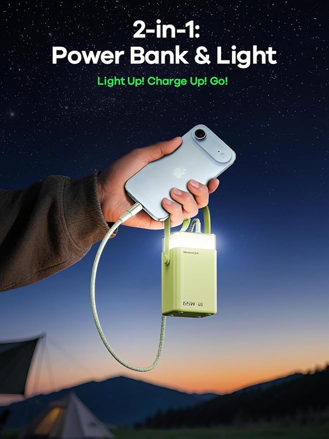 65W Power Bank 40000mAh - Laptop Portable Charger Fast Charging External Battery Pack - High Capacity Power Supply with LED Light for Trip Camping & Home Compatible with MacBook iPhone - Green