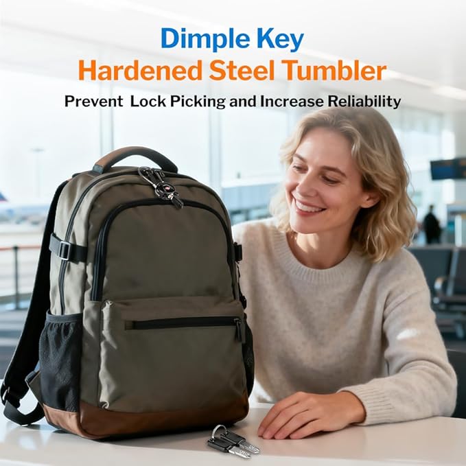 Forge TSA Approved Luggage Locks Ultra-Secure Dimple Key Travel Cable Locks with Zinc Alloy Body- 4 Locks, Black, Blue, red, Green.