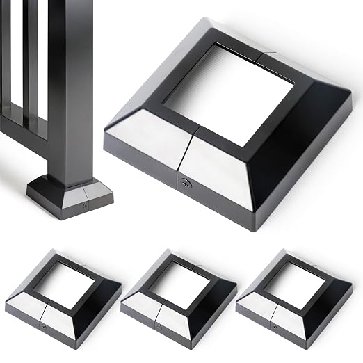 Post Base Cover, Split Type Post Skirt, for Indoor/Outdoor Iron Deck Railing, Stair Post Base Decorative Post Covers Skirt(4, Post-2.5" Base-4.5")