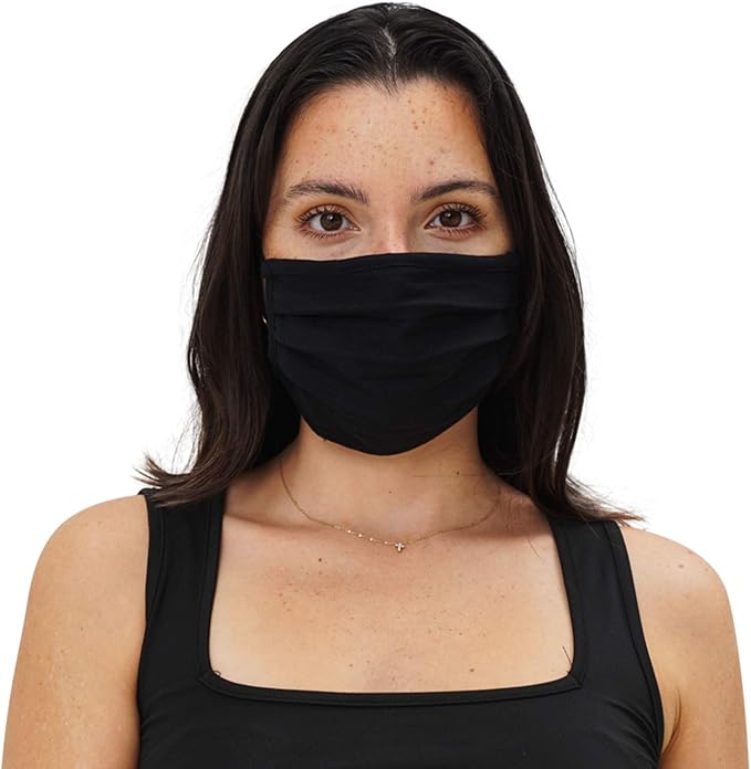 Simlu Unisex Reusable Fabric Face Mask, 2 Layer, Washable, Black Face Mask