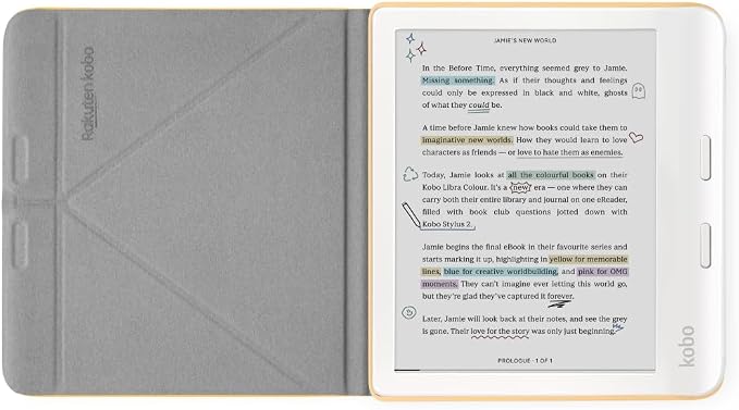 Kobo Libra Colour SleepCover Case | Butter Yellow | Sleep/Wake Technology | Built-in 2-Way Stand | Vegan Leather | Compatible with 7” Kobo Libra Colour eReader