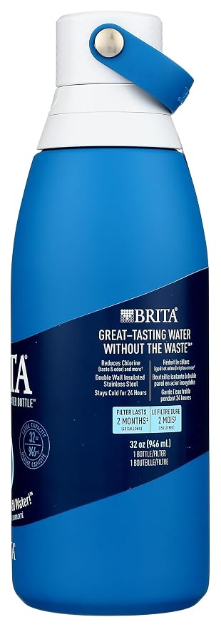Brita Resolution Bottle, Premium Filtering Bottle Hard Sided 26oz, Marina Coral, Includes Brita Swag, 1 Count