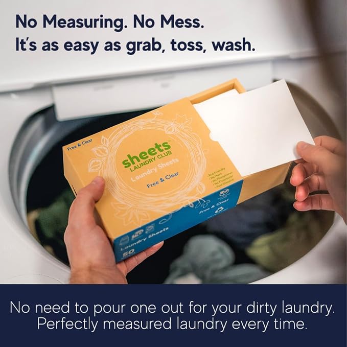 Sheets Laundry Club Laundry Detergent Sheets, 50 Pack (Up to 100 Loads) - Lavender - New Liquidless Technology, Travel Essential Cleaning Supplies
