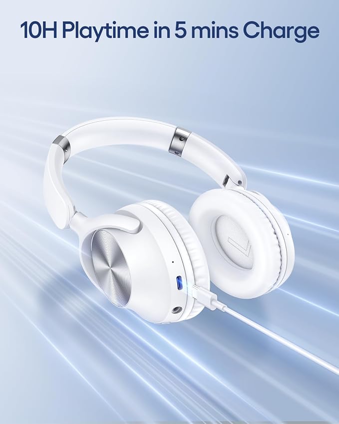 TAGRY Hybrid Active Noise Cancelling Bluetooth Headphones 100H Playtime Wireless Over Ear Headphone with Fast Charging Hi-Res Audio Headsets Comfort Earcups for Commute Travel Office Phone PC