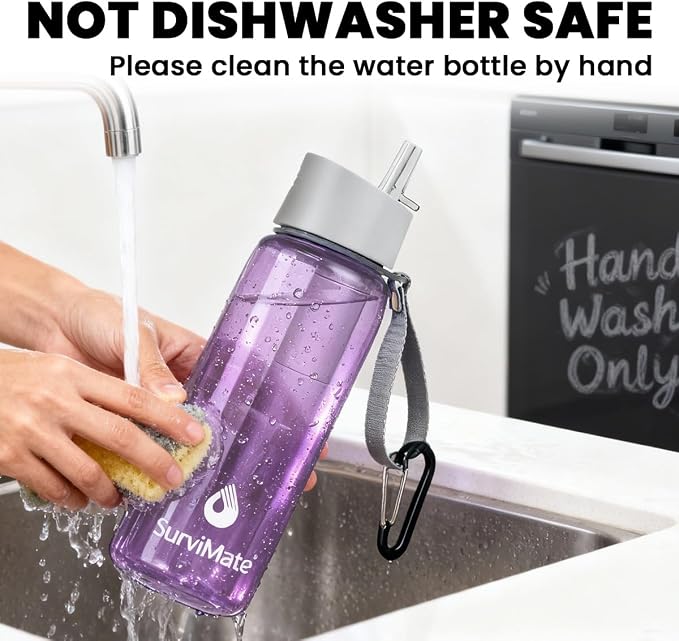 SurviMate 5-Stage 0.01μm Ultra-Filtration Filtered Water Bottle, BPA-Free Material, NSF/ANSI 42 Certified, Portable Water Filter Bottle for Survival, Camping, Hiking, and Emergency Use