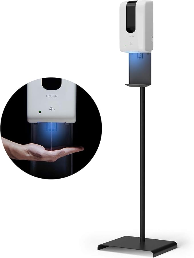 Automatic Hand Sanitizer Dispenser with Stand and Drip Catcher and Refillable Bottle for Restaurants, Schools, Churches - Sanitizer Stand