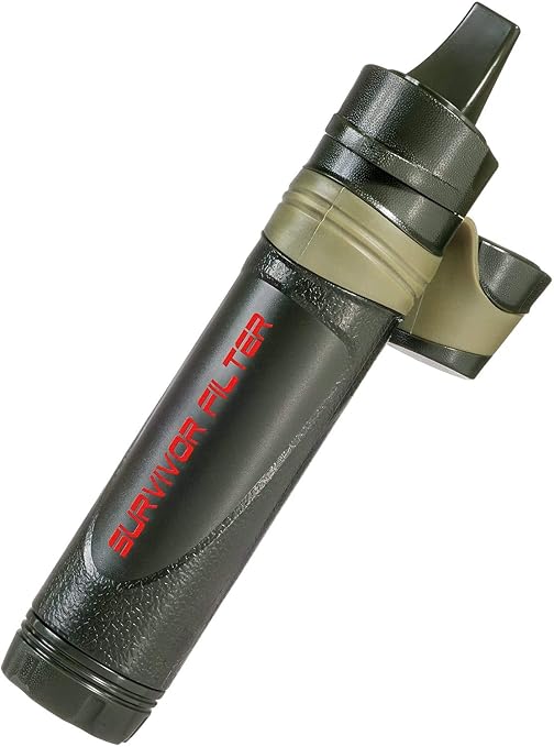 Survivor Filter Emergency Water Filter Straw – USA-Tested – 0.05 Micron Filtration – Portable Outdoor Water Filteration for Camping & Hiking - No Expiration