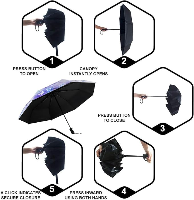 SY COMPACT Travel Umbrella - Windproof Automatic Compact Umbrella for Rain, Lightest 8-Rib, Small, Strong & Portable, Durable Grip, Fits Backpack & Car, Factory Direct (UV Available)
