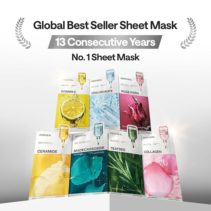 Mediheal Essential Face Mask [Skin Firming] 10 pcs. for Plumping Hydration, Glass Skin & Skin Nourishment - Travel Essentials, Korean Beauty Sheet Mask