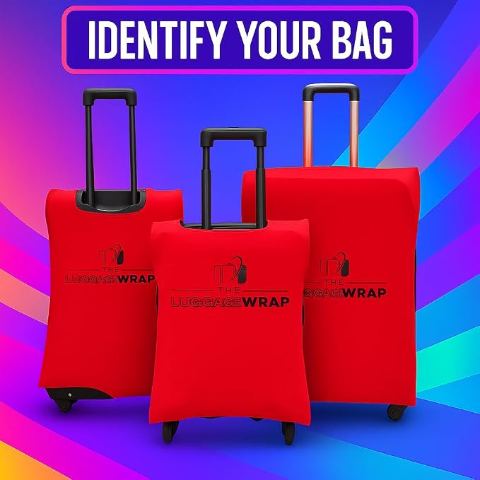 Small Regal Red Water-Resistant Luggage Covers for Suitcase TSA Approved for 19"-21" - Durable Patented Design Suitcase Covers for Luggage, Fundas para Maletas, Travel Accessories