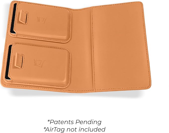 Kings Loot Passport Holder Wallet – RFID Blocking Leather Travel Wallet with Built-in Airtag Holder – Holds 1-6 Cards & Passport – Easy Pull Tab – Slim & Stylish Wallets (Honeywood)