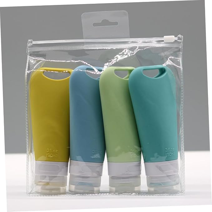3pcs Silicone Travel Toiletries Set Shampoo Lotion Bottles Leak Containers for Face Wash Body Wash and Cosmetics for Travel and Go Use Style