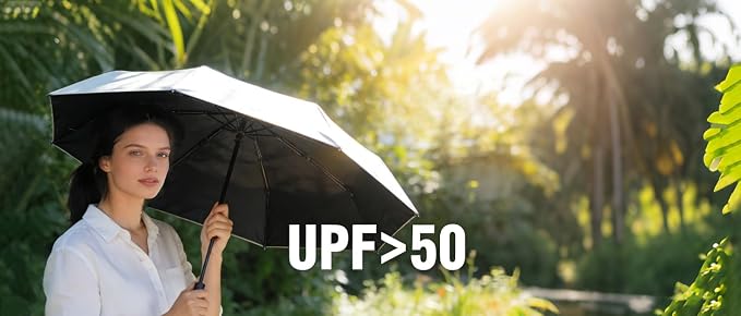 SIEPASA Compact Travel Umbrella - Windproof Auto Open/Close, Small Folding Umbrella for Rain & Sun with UPF50+ - Lightweight Frame, Waterproof - Fits Backpack, Purse, Suitcase.(Silver/Butterfly)